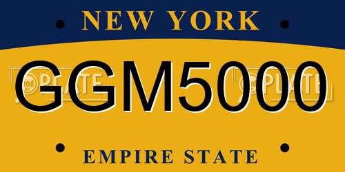 GGM5000 New York License Plate