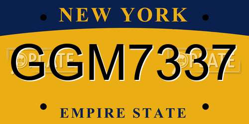 GGM7337 New York License Plate
