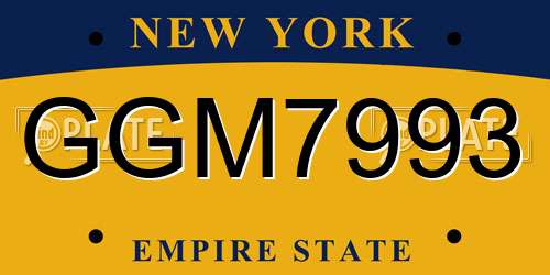 GGM7993 New York License Plate