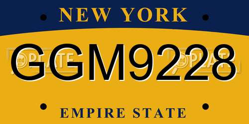 GGM9228 New York License Plate