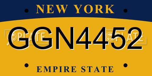 GGN4452 New York License Plate