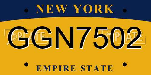 GGN7502 New York License Plate