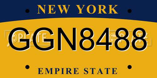 GGN8488 New York License Plate