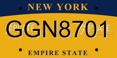 GGN8701 New York License Plate