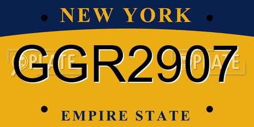 GGR2907 New York License Plate