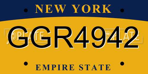 GGR4942 New York License Plate