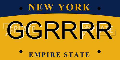 GGRRRR New York License Plate