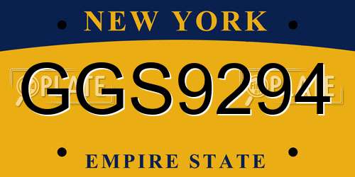 GGS9294 New York License Plate