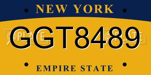 GGT8489 New York License Plate