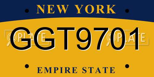 GGT9701 New York License Plate