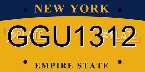 GGU1312 New York License Plate