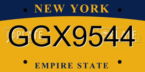 GGX9544 New York License Plate