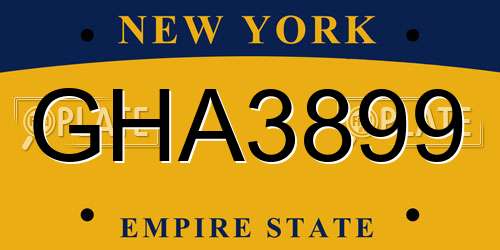 GHA3899 New York License Plate