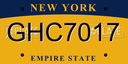 GHC7017 New York License Plate