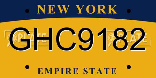 GHC9182 New York License Plate