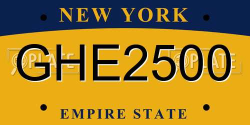 GHE2500 New York License Plate