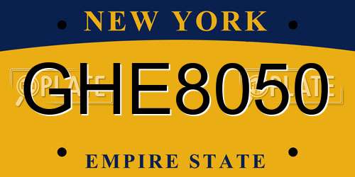 GHE8050 New York License Plate