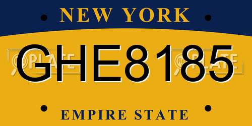 GHE8185 New York License Plate