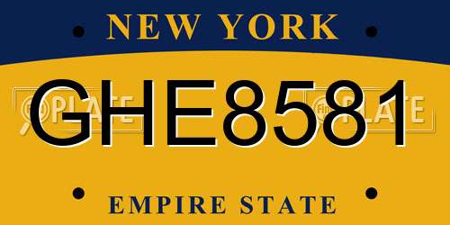 GHE8581 New York License Plate