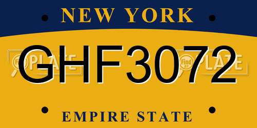 GHF3072 New York License Plate