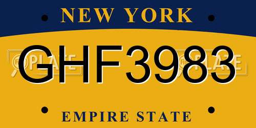 GHF3983 New York License Plate
