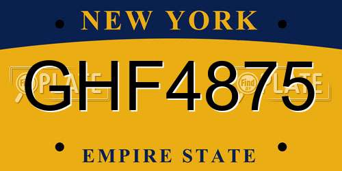 GHF4875 New York License Plate