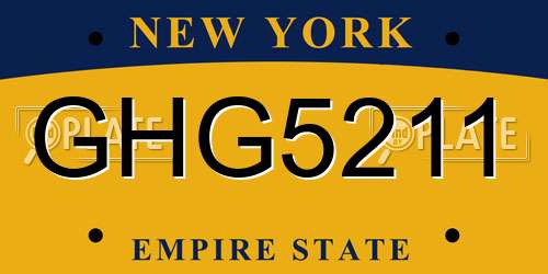 GHG5211 New York License Plate