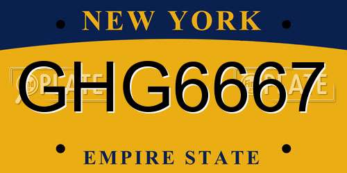 GHG6667 New York License Plate