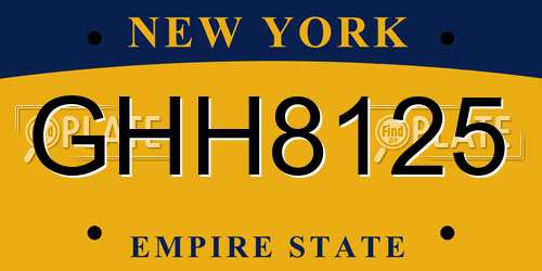 GHH8125 New York License Plate