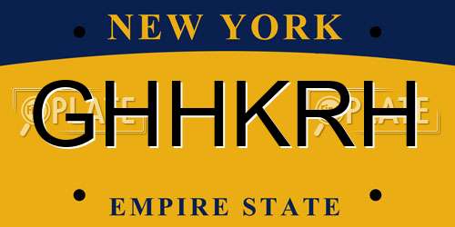 GHHKRH New York License Plate