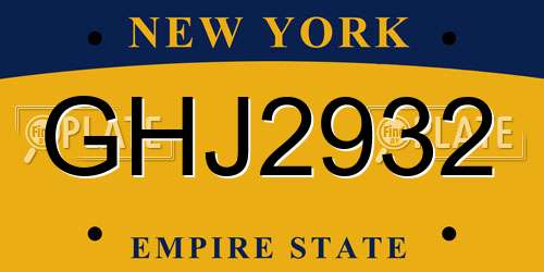 GHJ2932 New York License Plate