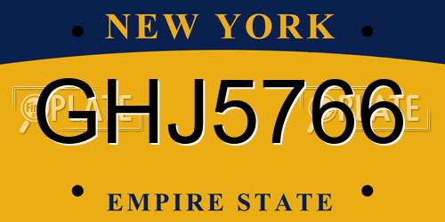 GHJ5766 New York License Plate