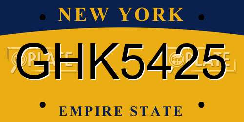 GHK5425 New York License Plate
