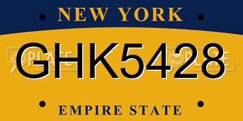 GHK5428 New York License Plate