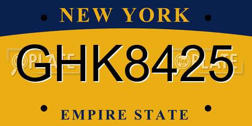 GHK8425 New York License Plate