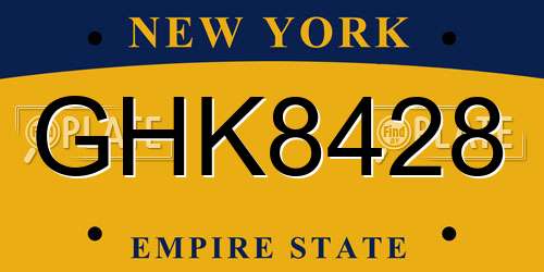 GHK8428 New York License Plate