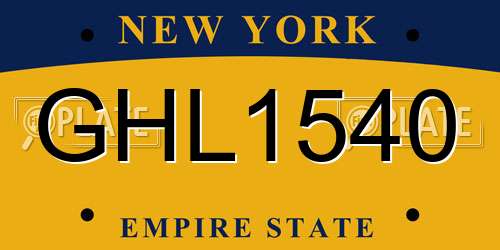 GHL1540 New York License Plate