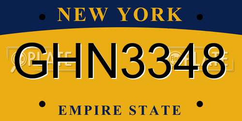 GHN3348 New York License Plate