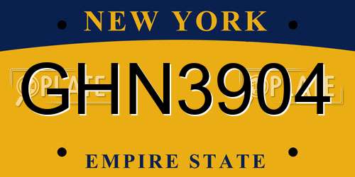 GHN3904 New York License Plate
