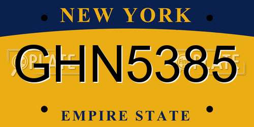 GHN5385 New York License Plate