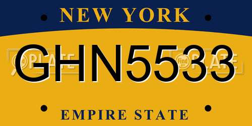 GHN5533 New York License Plate