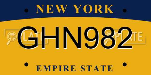 GHN982 New York License Plate