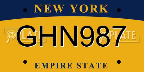 GHN987 New York License Plate