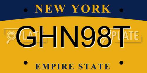 GHN98T New York License Plate