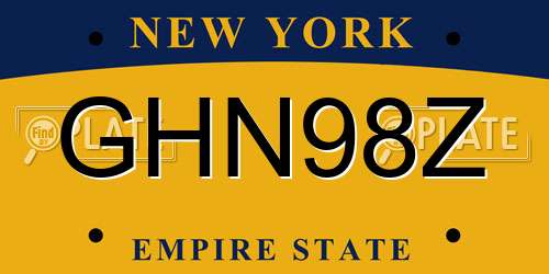 GHN98Z New York License Plate