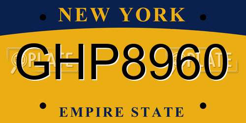 GHP8960 New York License Plate