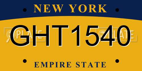 GHT1540 New York License Plate