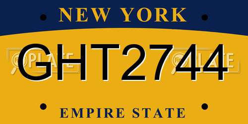 GHT2744 New York License Plate