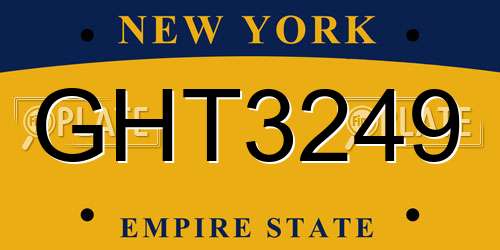 GHT3249 New York License Plate