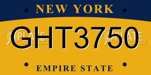 GHT3750 New York License Plate